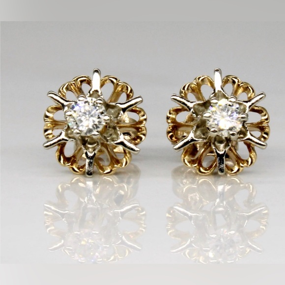 Diamond Star 14k Earrings - Picture 2 of 3